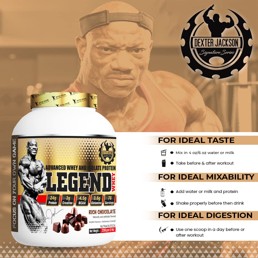 Dexter Jackson Signature Series Legend Whey - Advance Whey And Isolate Protein, 2.27 Kg (5 Lb) - Rich Chocolate | Premium Blend For Muscle Recovery And Growth - Image 2