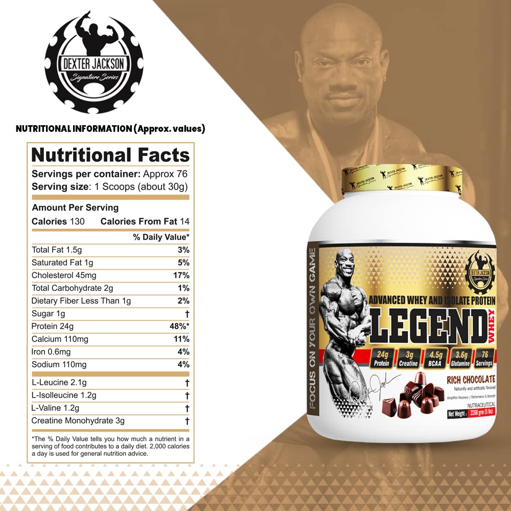 Dexter Jackson Signature Series Legend Whey - Advance Whey And Isolate Protein, 2.27 Kg (5 Lb) - Rich Chocolate | Premium Blend For Muscle Recovery And Growth - Image 3