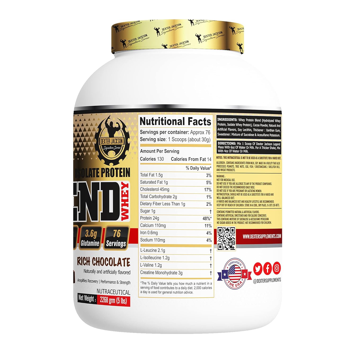 Dexter Jackson Signature Series Legend Whey - Advance Whey And Isolate Protein, 2.27 Kg (5 Lb) - Rich Chocolate | Premium Blend For Muscle Recovery And Growth - Image 7